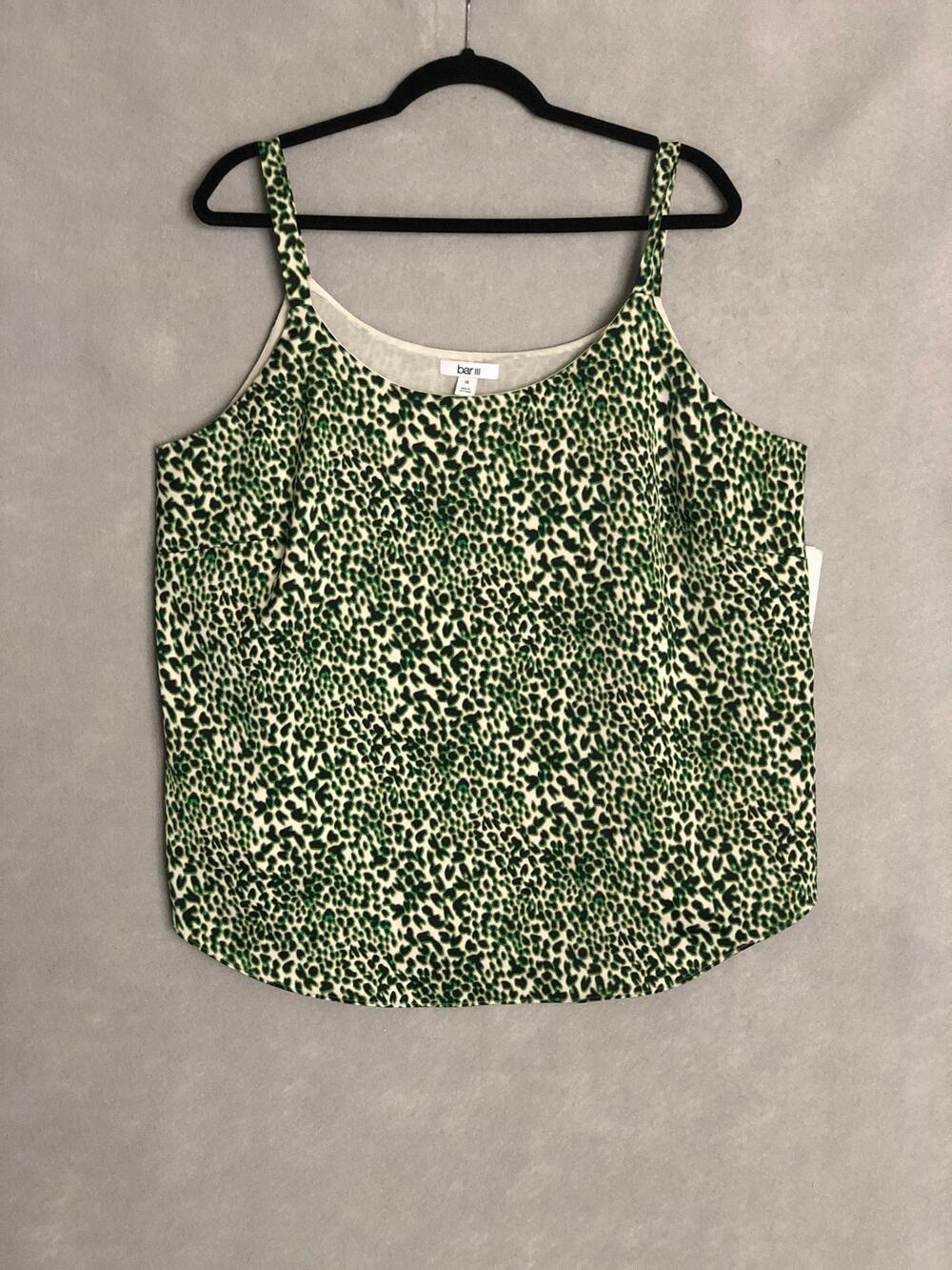 Bar III Printed Camisole Scoop Neck Green Women's 2X NEW